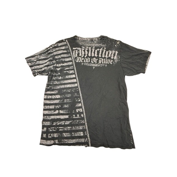 Affliction Black Distressed 2XL XXL T-Shirt Live Fast Series Dead Or Alive - Picture 6 of 13